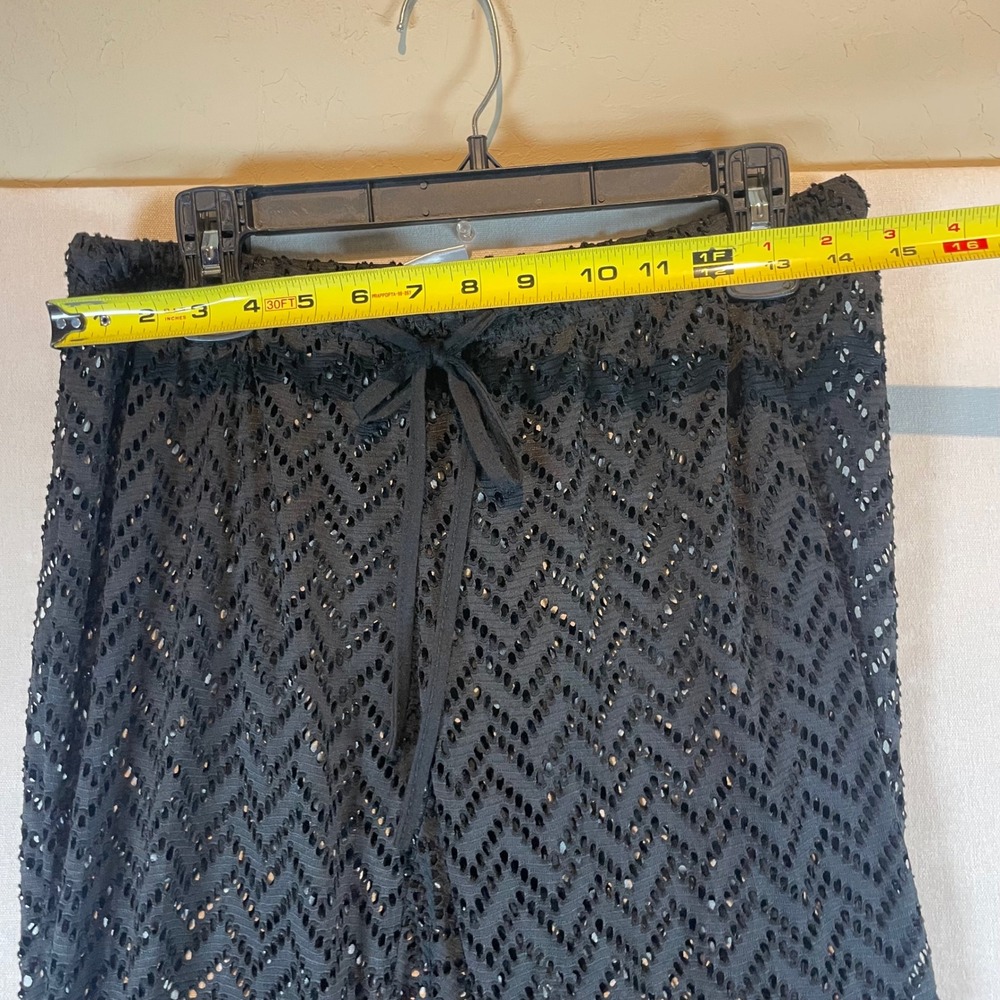 Waves To Coast Black Crochet Wide Leg Beach Cover Up‎ Pants Womens Large L - Picture 6 of 8